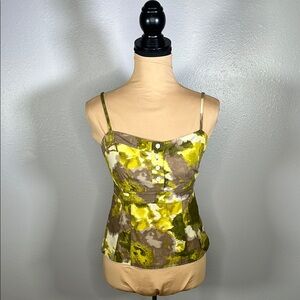 Y2K floral abstract button down Corset bustier Tank Top XS | flirty feminine
